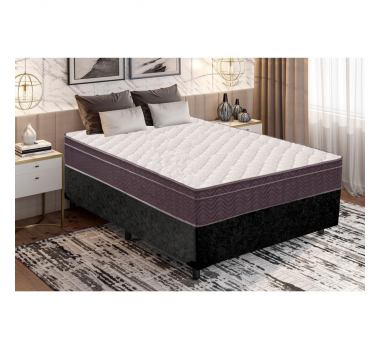 Base Box Casal Suede Preto + Colchão Airtech 60 D28 Ortobom