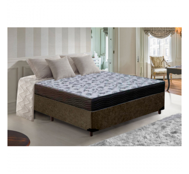 Base Box Casal Suede Marrom + Colchão de Espuma Iso D33 Casal Ortobom