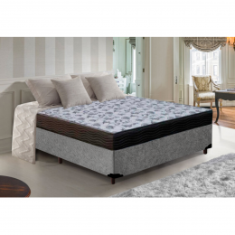 Base Box Casal Suede Cinza + Colchão de Espuma Iso D33 Casal Ortobom
