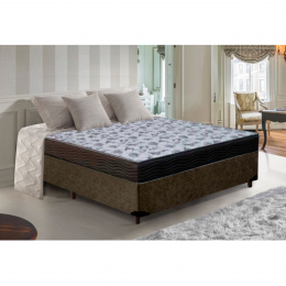 Base Box Casal Suede Marrom + Colchão de Espuma Iso D33 Casal Ortobom