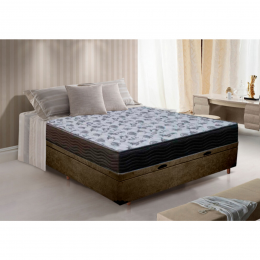 Base Box Baú Casal Suede Marrom + Colchão de Espuma Iso D33 Casal Ortobom
