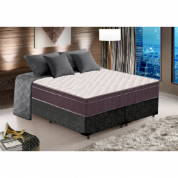 Box Casal Bipartido Suede Preto+Colchão Airtech 60 D28 Ortobom