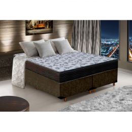 Cama Box Casal Colchão de Espuma Iso D33 Ortobom + Box Bipartido Suede Marrom Sofá Mix 