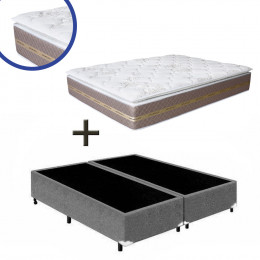 Cama Box Casal Bipartido Suede Cinza + Colchão Coimbra Molas Ensacadas Umaflex 138x188x68