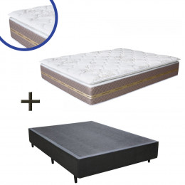 Cama Box Casal Sintético Preto + Colchão Coimbra Molas Ensacadas Umaflex 138x188x68