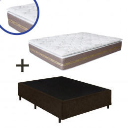 Cama Box Casal Suede Marrom + Colchão Coimbra Molas Ensacadas Umaflex 138x188x68