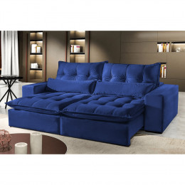 Sofá 5 Lugares Retrátil e Reclinável 2,90 mts Máximo Suede Azul