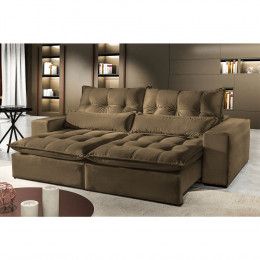 Sofá 5 Lugares Retrátil e Reclinável 2,90 mts Máximo Suede Bege