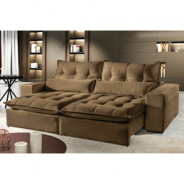 Sofá 3 Lugares Retrátil e Reclinável 2,30 mts Máximo Suede Marrom