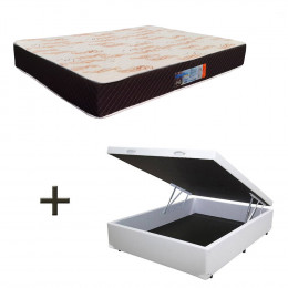 Colchão Casal Umaflex Paris D33 24x138x188 + Base Box Baú Casal Sintético Branco 37x138x188