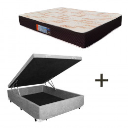 Colchão Casal Umaflex Paris D33 24x138x188 + Base Box Baú Casal Suede Cinza 37x138x188