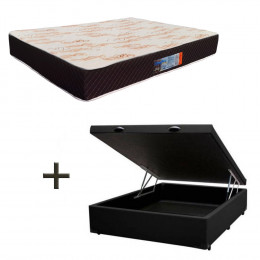 Colchão Casal Umaflex Paris D33 24x138x188 + Base Box Baú Casal Suede Preto 37x138x188