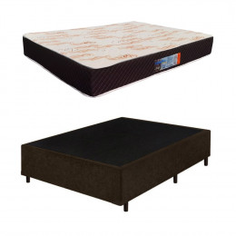 Colchão Casal Umaflex Paris D33 24x138x188 + Base Box Casal Suede Marrom 37x138x188