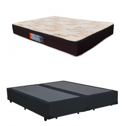 Colchão Casal Umaflex Paris D33 24x138x188 + Base Box Casal Bipartido Suede Preto 37x138x188