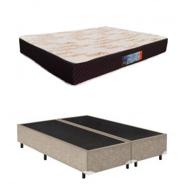 Colchão Casal Umaflex Paris D33 24x138x188 + Base Box Casal Bipartido Suede Bege 37x138x188