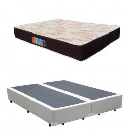 Colchão Casal Umaflex Paris D33 24x138x188 + Base Box Casal Bipartido Sintético Branco 37x138x1880
