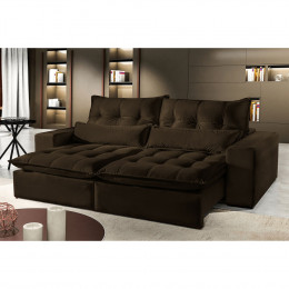 Sofá 5 Lugares Retrátil e Reclinável 2,90 mts Máximo Suede Marrom