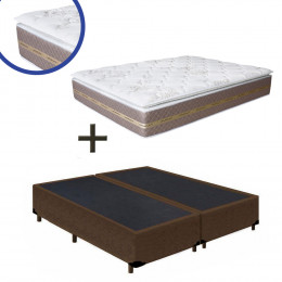 Base Box Queen Bipartido Suede Marrom 38x158x198 + Colchão Coimbra Molas Ensacadas Umaflex 33x158x198