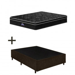 Base Box Casal Suede Marrom 37x138x188 + Colchão Pérola Negra Molas Ensacadas Gazin 32x138x188