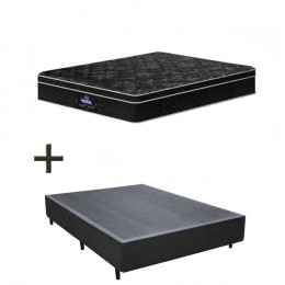 Base Box Casal Sintético Preto 37x138x188 + Colchão Pérola Negra Molas Ensacadas Gazin 32x138x188