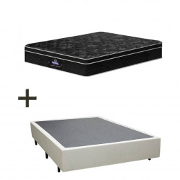 Base Box Casal Sintético Branco 37x138x188 + Colchão Pérola Negra Molas Ensacadas Gazin 32x138x188