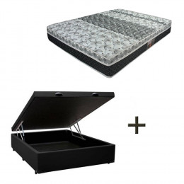 Colchão Casal Castor Tecnopedic One Face 138x188x25cm + Base Box Baú Casal Suede Preto 32x138x188