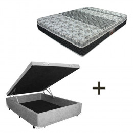Colchão Casal Castor Tecnopedic One Face 138x188x25cm + Base Box Baú Casal Suede Cinza 32x138x188