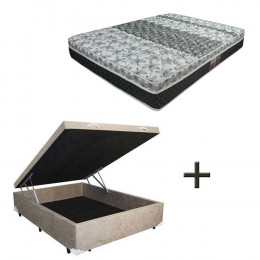 Colchão Casal Castor Tecnopedic One Face 138x188x25cm + Base Box Baú Casal Suede Bege 37x138x188