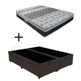 Colchão Casal Castor Tecnopedic One Face 138x188x25cm + Base Box Baú Casal Bipartido Suede Marrom 32x138x188