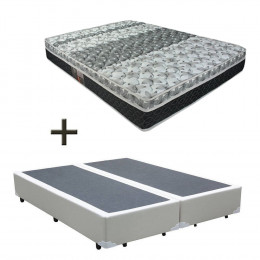 Colchão Casal Castor Tecnopedic One Face 138x188x25cm + Base Box Casal Bipartido Sintético Branco 26x138x188