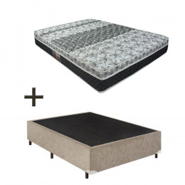 Colchão Casal Castor Tecnopedic One Face 138x188x25cm + Base Box Casal Suede Bege 26x138x188