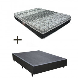 Colchão Casal Castor Tecnopedic One Face 138x188x25cm + Base Box Casal Sintético Preto 26x138x188