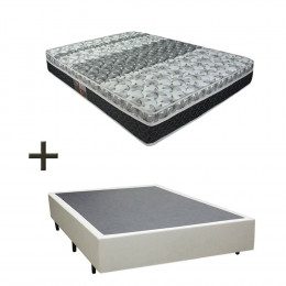 Colchão Casal Castor Tecnopedic One Face 138x188x25cm + Base Box Casal Sintético Branco 37x138x188