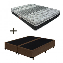 Colchão Casal Castor Tecnopedic One Face 138x188x25cm + Base Box Casal Bipartido Suede Marrom 26x138x188