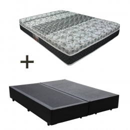 Colchão Casal Castor Tecnopedic One Face 138x188x25cm + Base Box Casal Bipartido Sintético Preto 26x138x188