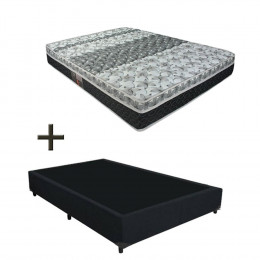 Colchão Casal Castor Tecnopedic One Face 138x188x25cm + Base Box Casal Suede Preto 26x138x188